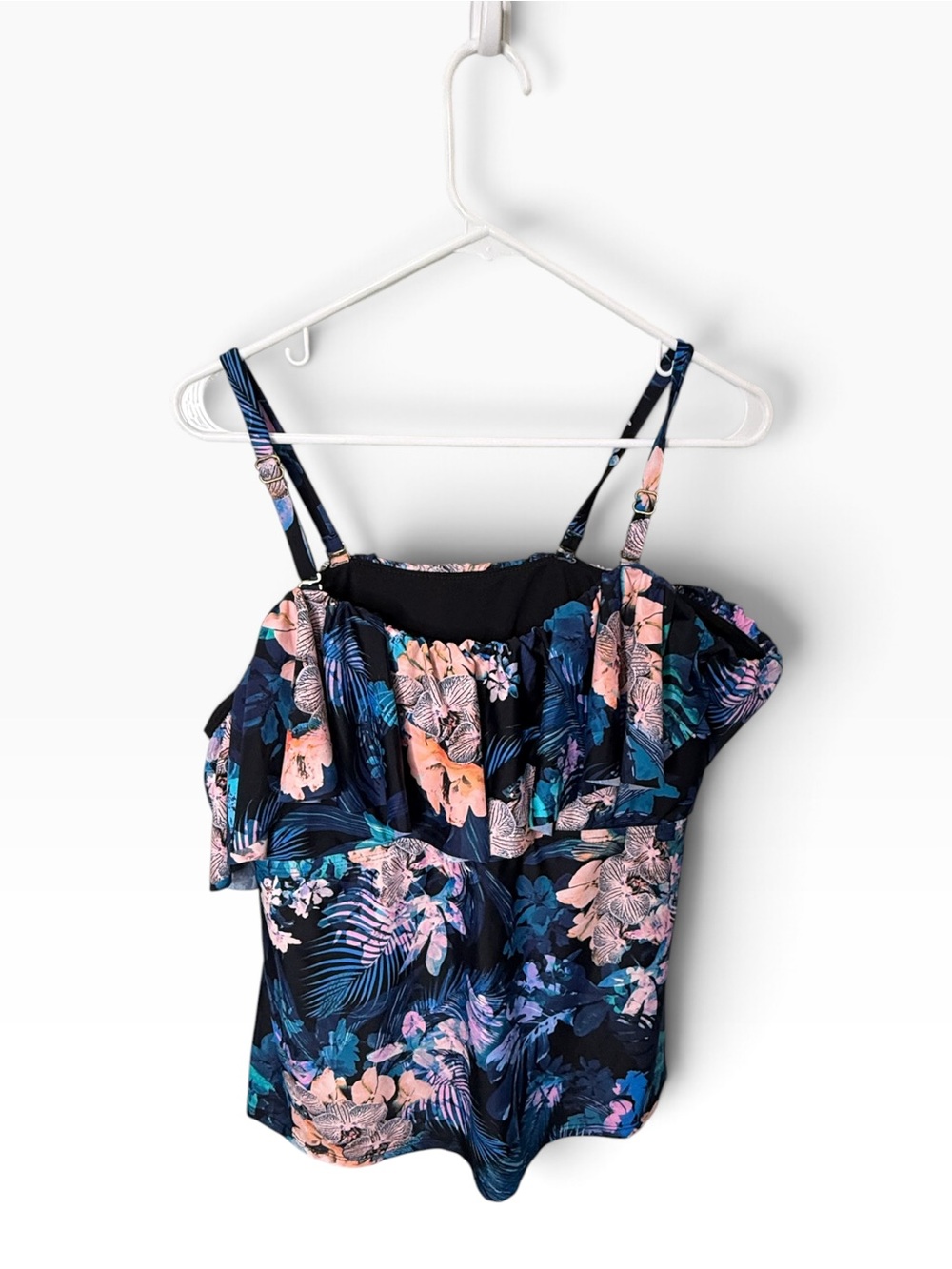 Island Escape Black Floral Size 18W Swim Tankini Top